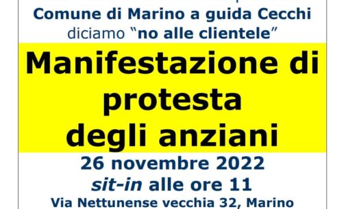 Il 26 novembre sit-in di protesta degli anziani a Marino