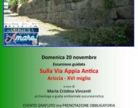 Escursione guidata “Sulla via Appia Antica – Ariccia, XVI Miglio”