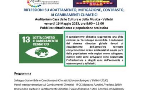 VELLETRI – PARTECIPAZIONE FESTIVAL SVILUPPO  SOSTENIBILE 2023 : PROGRAMMA VENERDI 19 MAGGIO