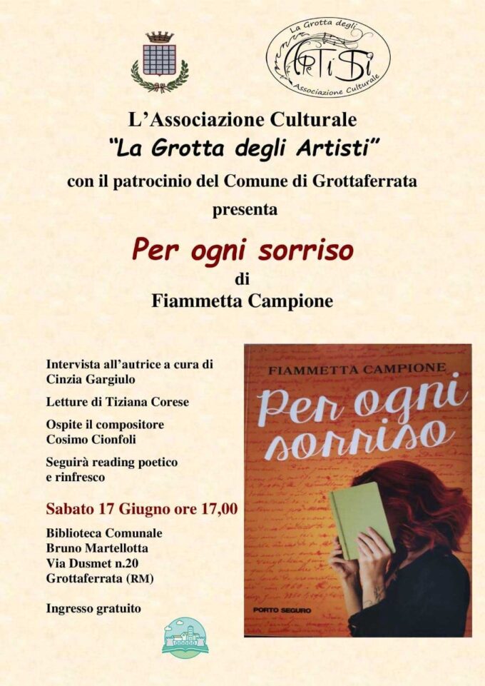 ASS. CULT. LA GROTTA DEGLI ARTISTI: PRESENTAZIONE DEL LIBRO DI FIAMMETTA CAMPION