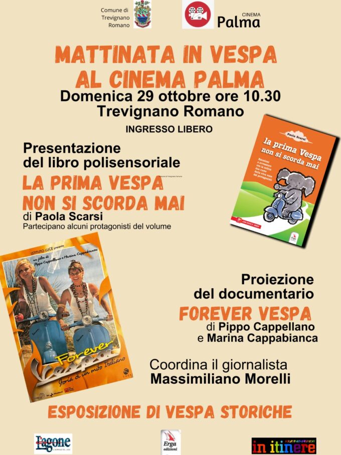 Il 29/10 mattinata in vespa al cinema Palma di Trevignano Romano