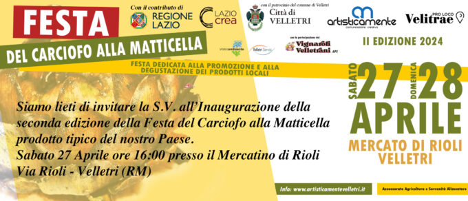 Velletri,  2^ edizione della Festa del Carciofo alla Matticella