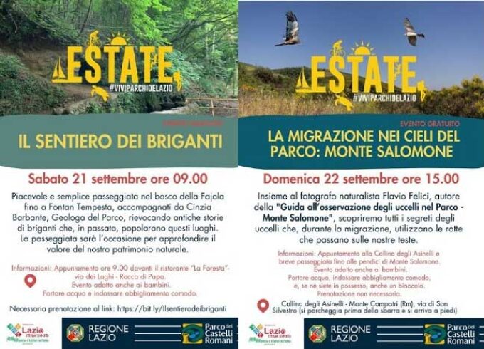 Eventi di sabato 21 e domenica 22 settembre al Parco