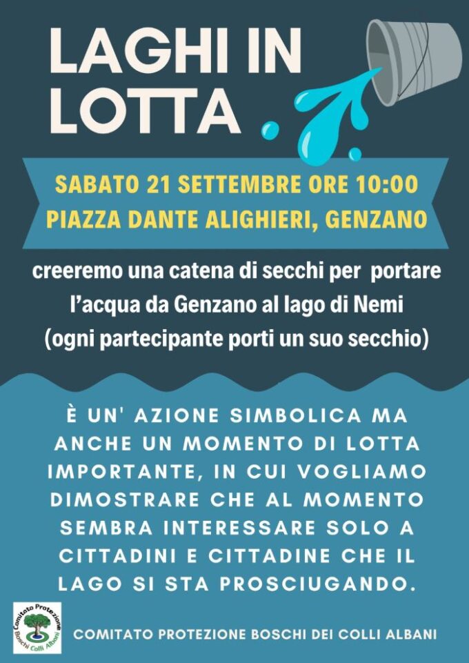 Sabato 21/9 “I laghi in lotta: riempiamo il lago di Nemi”