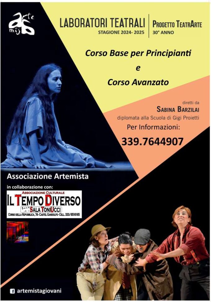 COMUNICATO E LOCANDINA LABORATORI TEATRARTE STAGIONE 2024-2025