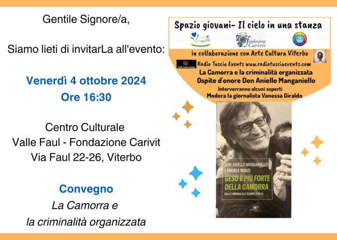 Viterbo con Amore presenta il convegno “La Camorra e la criminalità organizzata”