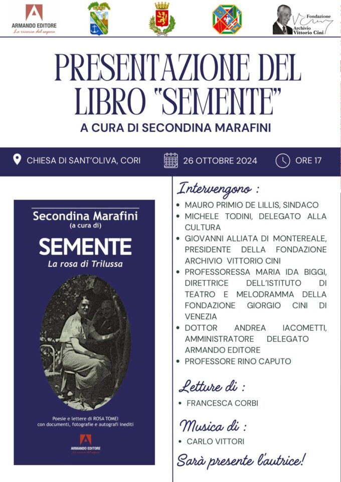 SEMENTE: Secondina Marafini presenta il suo nuovo libro sulla Rosa di Trilussa