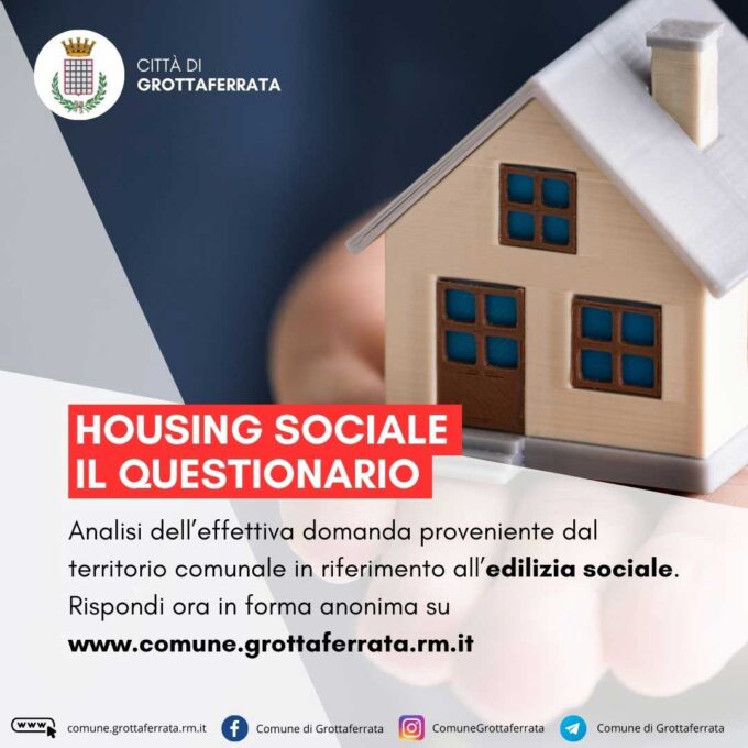 Grottaferrata – Housing Sociale: online il questionario rivolto alla cittadinanza