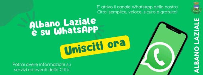 Il comune di Albano Laziale lancia il nuovo canale whatsApp ufficiale