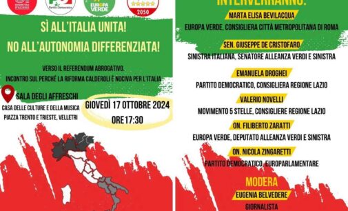 Velletri: SI all’Italia Libera e Giusta. Parte la campagna referendaria