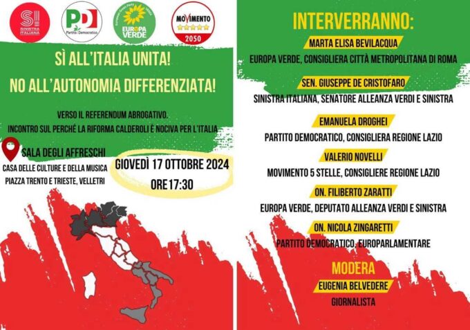 Velletri: SI all’Italia Libera e Giusta. Parte la campagna referendaria