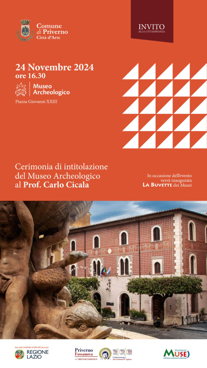  PrivernoVERNO – CERIMONIA DI INTITOLAZIONE DEL MUSEO ARCHEOLOGICO AL PROF. CARLO CICALA