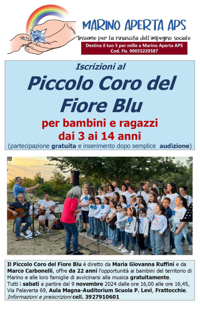 Riparte il 9 novembre del Piccolo Coro del Fiore Blu a Frattocchie