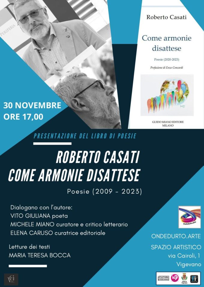 Il 30/11 a Vigevano “Come armonie disattese” di Roberto Casati