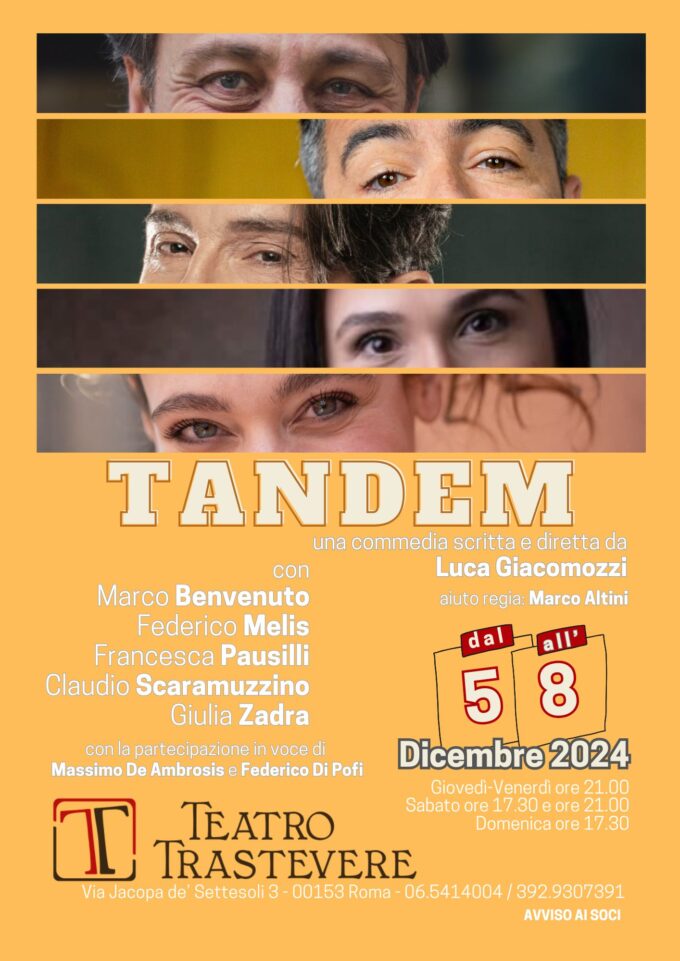 Al Teatro Trastevere – TANDEM, una commedia di Luca Giacomozzi