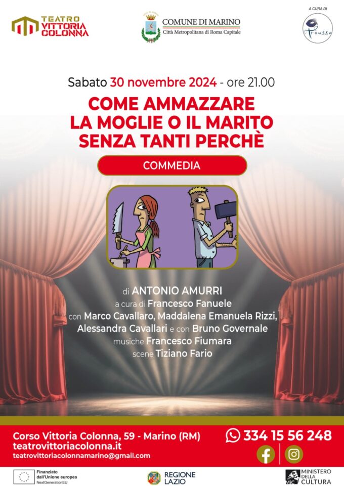 A Marino al Teatro “Vittoria Colonna” l’esilarante  commedia di Antonio Amurri