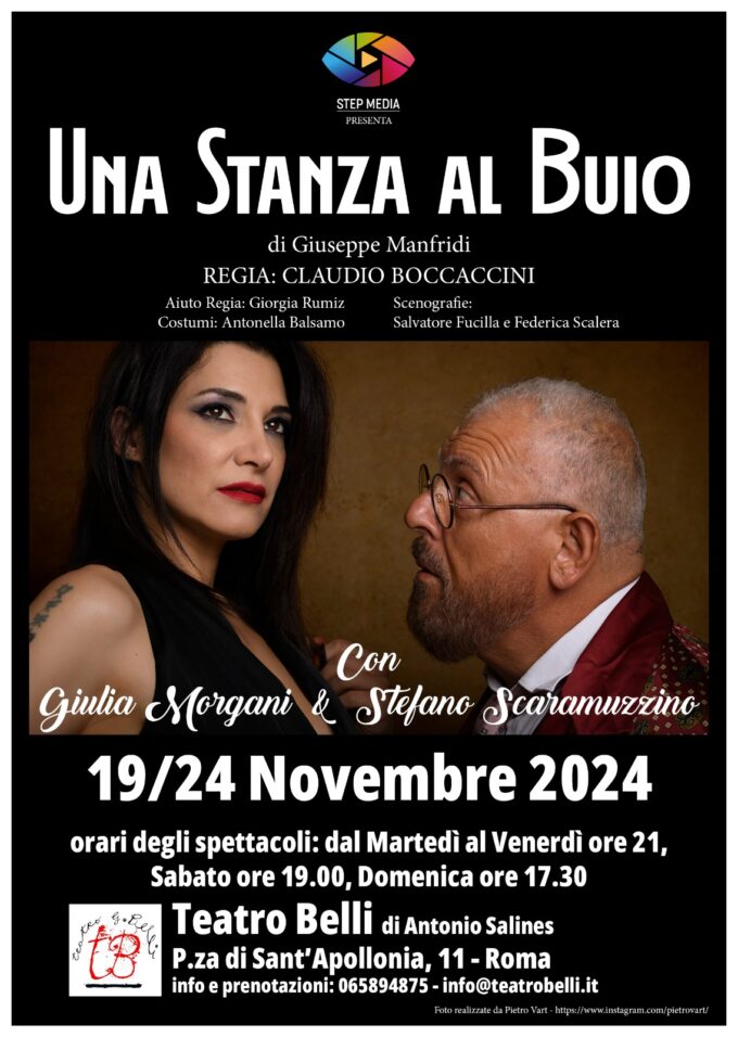 UNA STANZA AL BUIO di Giuseppe Manfridi con la regia di Claudio Boccaccini in scena dal 19 al 24 novembre al Teatro Belli-Roma