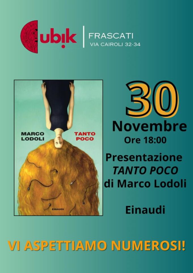 Il 30/11 a Frascati “Tanto poco”, ultima fatica letteraria di Marco Lodoli 