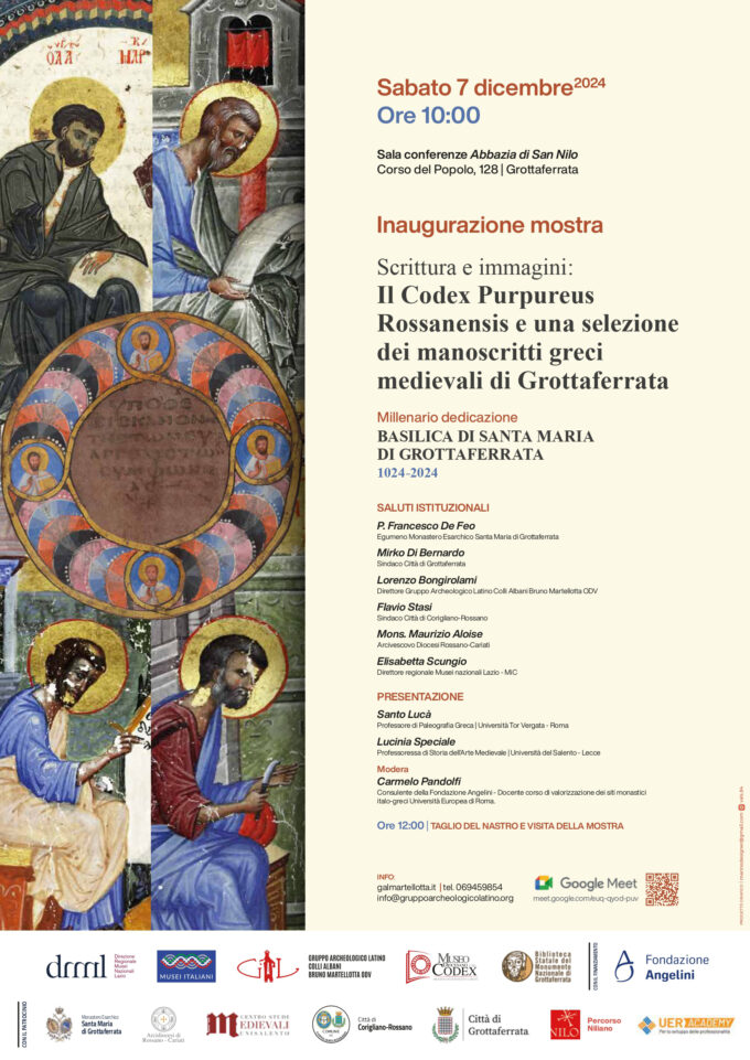 Mostra del Codex Purpureus Rossanensis e dei manoscritti greci medievali di Grottaferrata