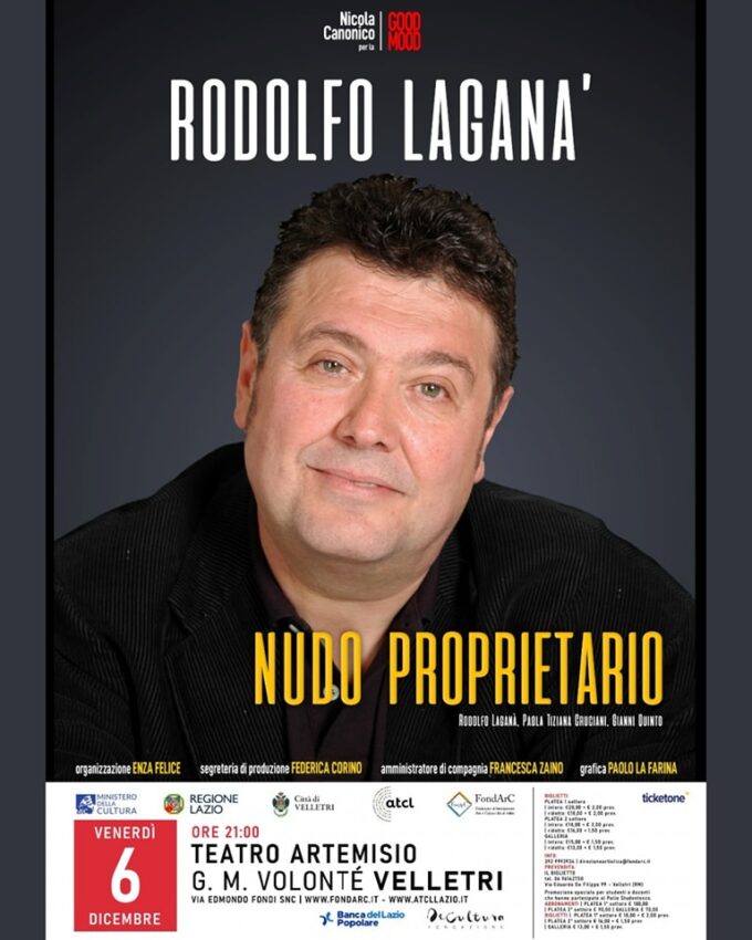 Velletri, al Teatro Artemisio-Volonté arriva Rodolfo Laganà con “Nudo proprietario”