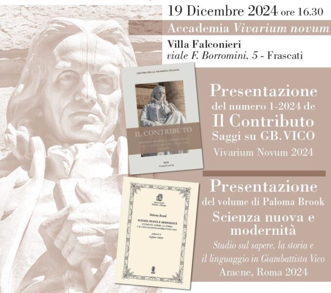 19 e 20 dicembre, libri all’Accademia Vivarium novum: studi su G.B. Vico e “Poesia e filosofia” di Maria Zambrano