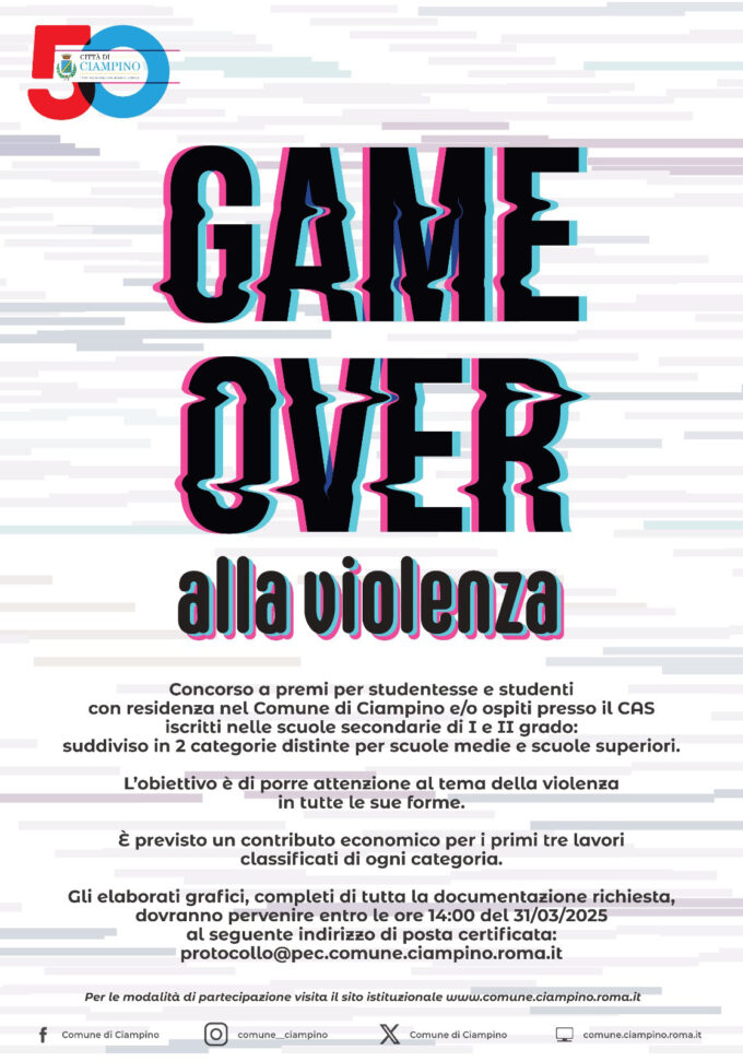 Progetto GAME OVER alla violenza, al via edizione 2025 del concorso